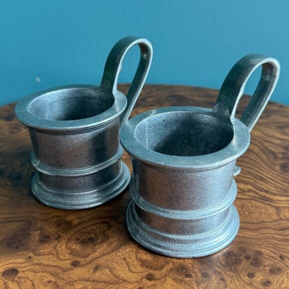 Vintage Wilton RWP Pewter Glass Mug Holder Set of 2 - Picture 2 of 11